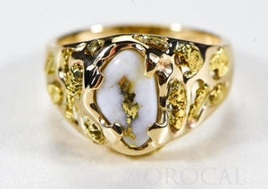 Gold Quartz Ring "Orocal" RMEQ103S Genuine Hand Crafted Jewelry - 14K Gold Casting