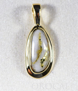 Gold Quartz Pendant "Orocal" PN762Q Genuine Hand Crafted Jewelry - 14K Gold Yellow Gold Casting