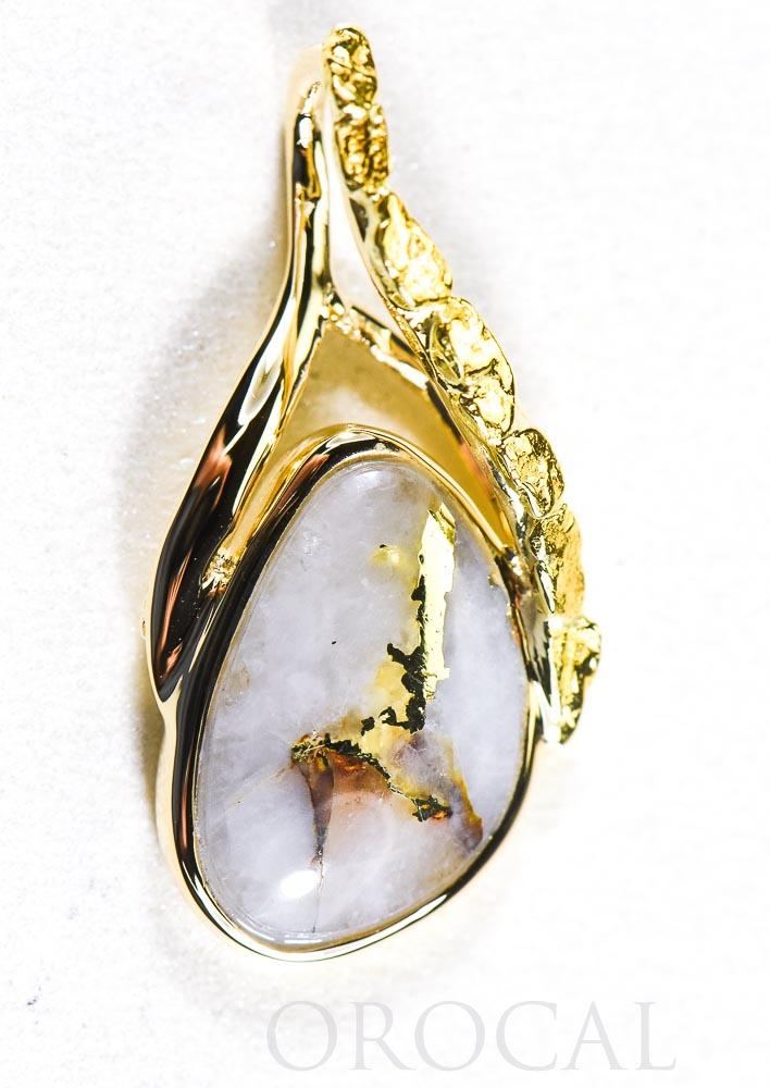 Gold Quartz Pendant  "Orocal" PSC128NQX Genuine Hand Crafted Jewelry - 14K Gold Yellow Gold Casting