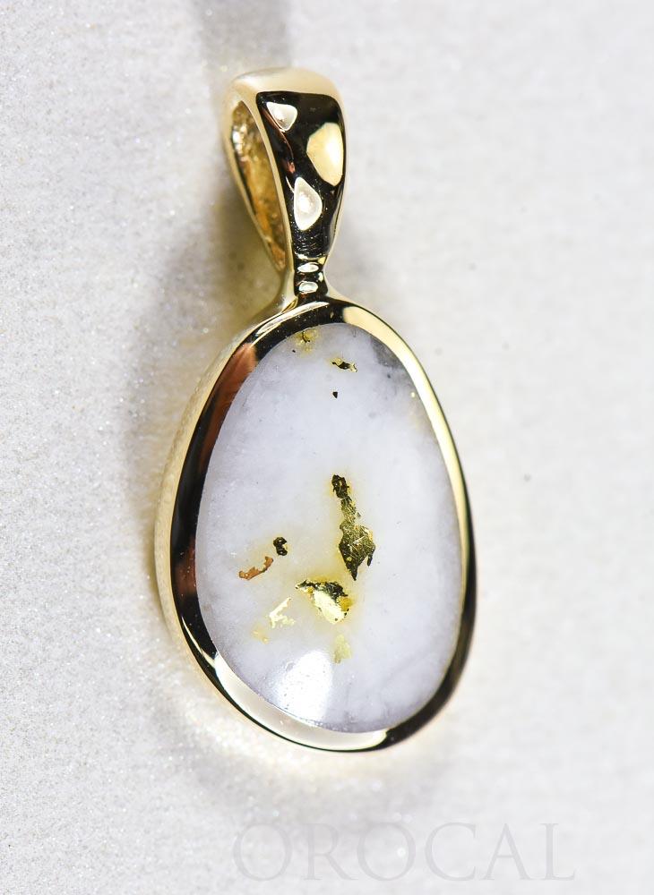 Gold Quartz Pendant  "Orocal" PSC106QX Genuine Hand Crafted Jewelry - 14K Gold Yellow Gold Casting