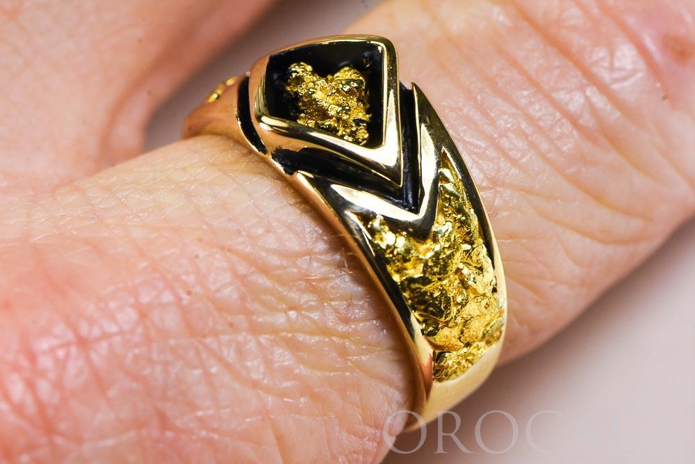 Gold Nugget Men's Ring "Orocal" RMBS1 Genuine Hand Crafted Jewelry - 14K Casting - Liquidbullion