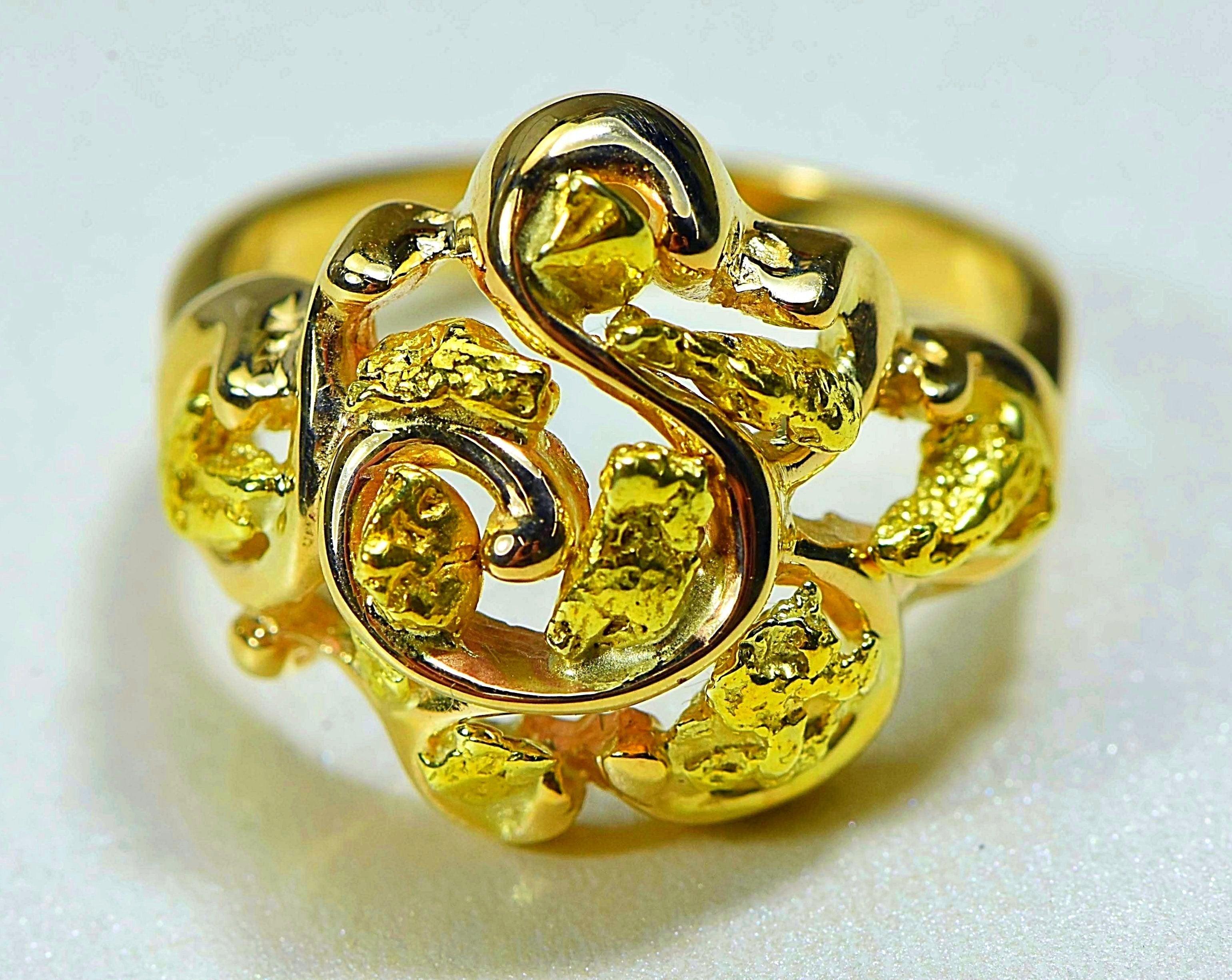 Gold Nugget Ladies Ring "Orocal" RL462 Genuine Hand Crafted Jewelry - 14K Casting