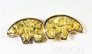 Gold Nugget Bear Earrings "Orocal" EBR1MOL Genuine Hand Crafted Jewelry - 14K Gold Casting