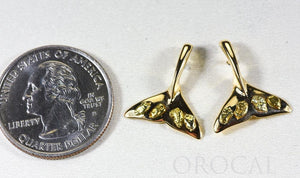 Gold Nugget Whale Tail Earrings "Orocal" EWT101 Genuine Hand Crafted Jewelry - 14K Gold Casting