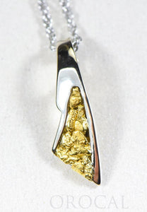 Gold Nugget Pendant "Orocal" PDL129NWX Genuine Hand Crafted Jewelry - 14K Gold White Gold Casting