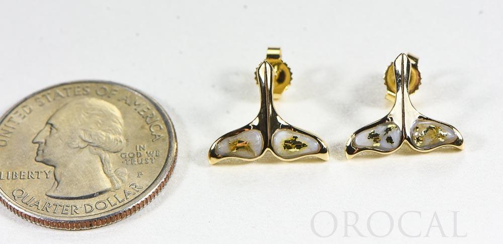 Gold Quartz Whale Tail Earrings "Orocal" EDLWT8SQ Genuine Hand Crafted Jewelry - 14K Gold Casting