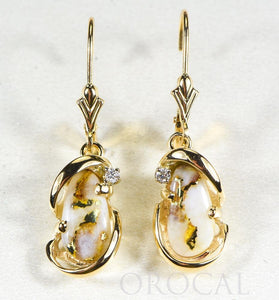 Gold Quartz Earrings "Orocal" EN784SDQ/LB Genuine Hand Crafted Jewelry - 14K Gold Casting
