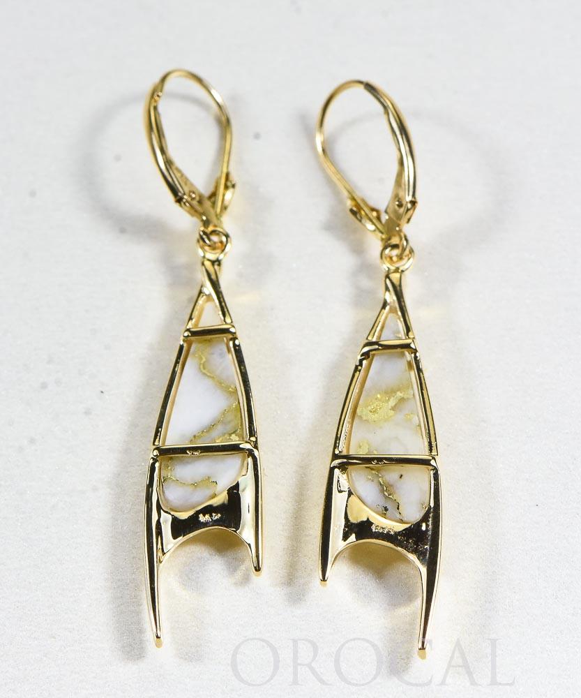 Gold Quartz Earrings "Orocal" EN3700Q/LB Genuine Hand Crafted Jewelry - 14K Gold Casting