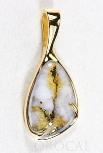 Gold Quartz Pendant  "Orocal" PSC102Q Genuine Hand Crafted Jewelry - 14K Gold Yellow Gold Casting