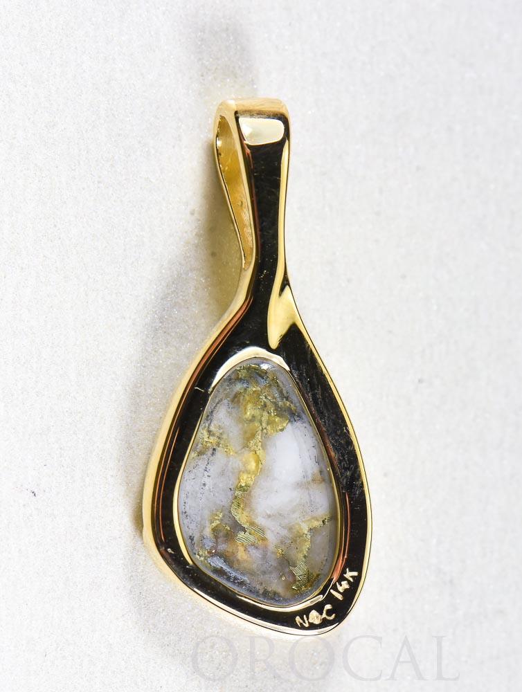 Gold Quartz Pendant  "Orocal" PSC102Q Genuine Hand Crafted Jewelry - 14K Gold Yellow Gold Casting