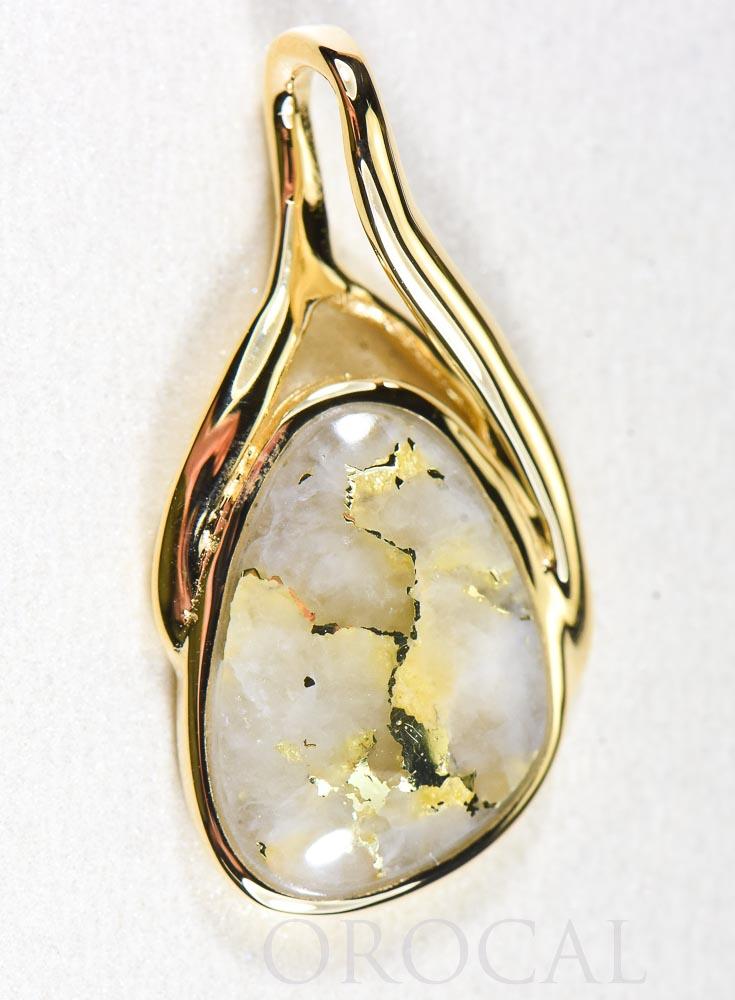 Gold Quartz Pendant  "Orocal" PSC129Q Genuine Hand Crafted Jewelry - 14K Gold Yellow Gold Casting