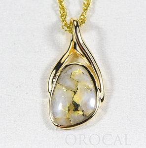 Gold Quartz Pendant  "Orocal" PSC129Q Genuine Hand Crafted Jewelry - 14K Gold Yellow Gold Casting