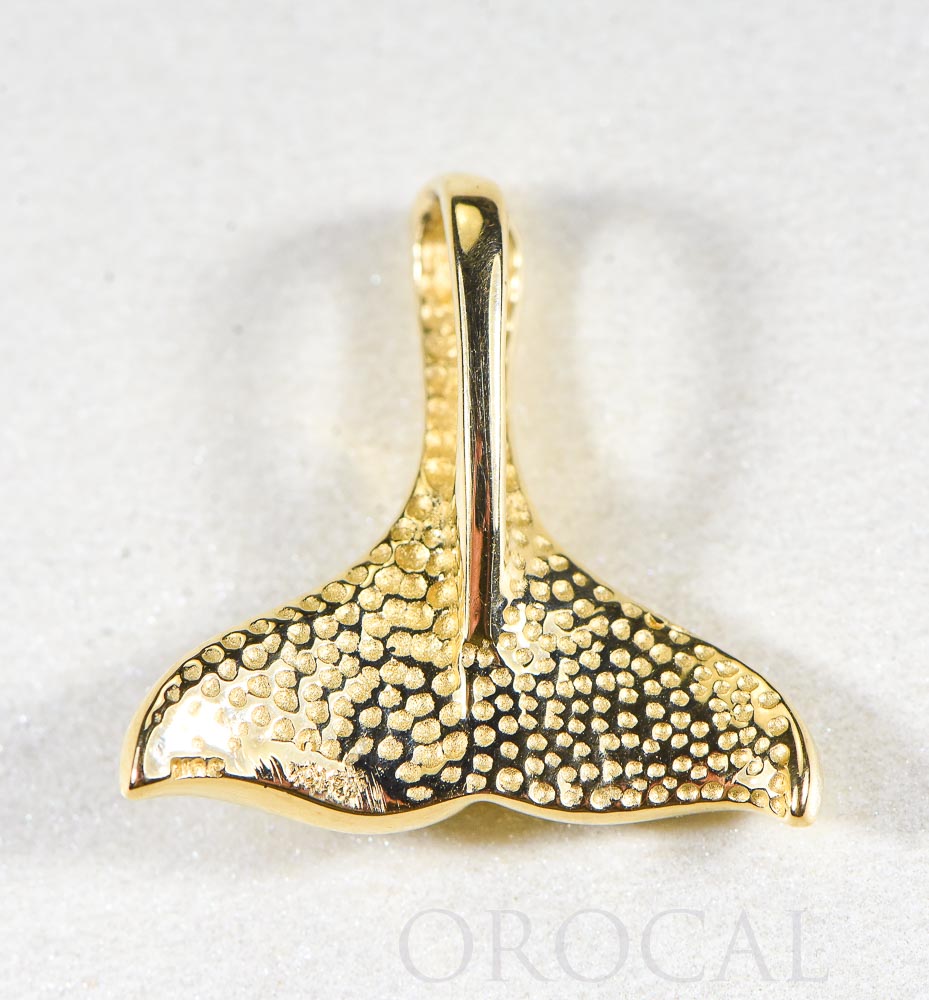 Gold Quartz Pendant Whales Tail "Orocal" PDLWT113Q Genuine Hand Crafted Jewelry - 14K Gold Yellow Gold Casting