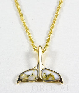 Gold Quartz Pendant Whales Tail "Orocal" PDLWT8HMQX Genuine Hand Crafted Jewelry - 14K Gold Yellow Gold Casting