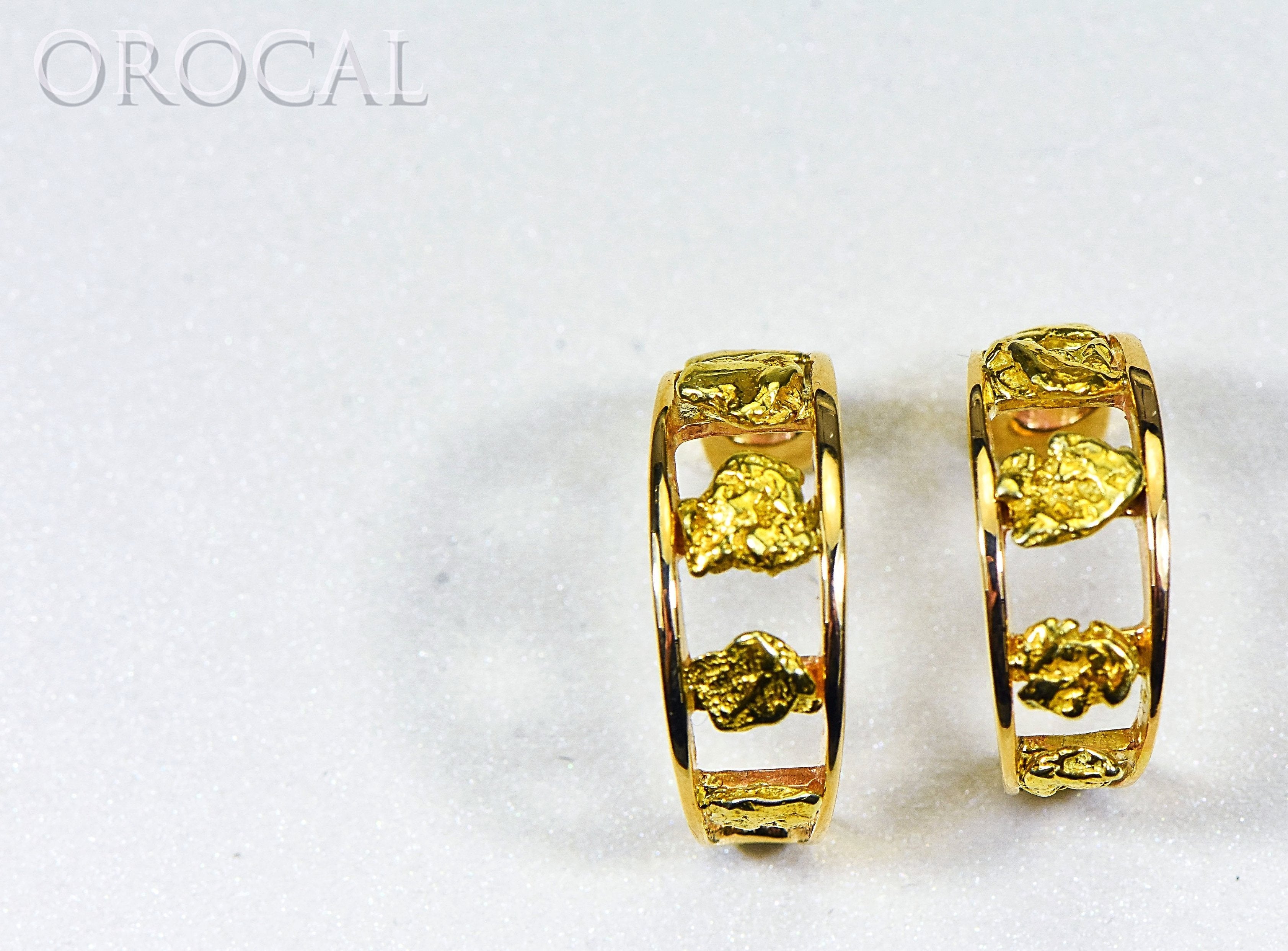 Gold Nugget Earrings "Orocal" EH19 Genuine Hand Crafted Jewelry - 14K Gold Casting