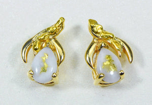 Gold Quartz Earrings "Orocal" EN792SNQ Genuine Hand Crafted Jewelry - 14K Gold Casting