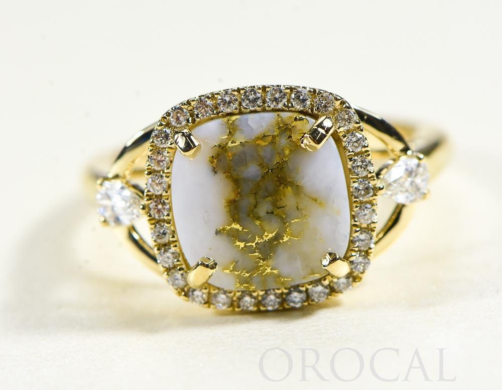 Gold Quartz Ladies Ring "Orocal" RL1186DQ Genuine Hand Crafted Jewelry - 14K Gold Casting - Liquidbullion