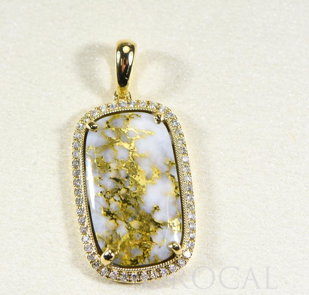 Gold Quartz Pendant "Orocal" PN1171DQ Genuine Hand Crafted Jewelry - 14K Gold Yellow Gold Casting - Liquidbullion