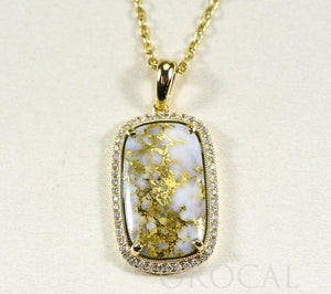 Gold Quartz Pendant "Orocal" PN1171DQ Genuine Hand Crafted Jewelry - 14K Gold Yellow Gold Casting - Liquidbullion