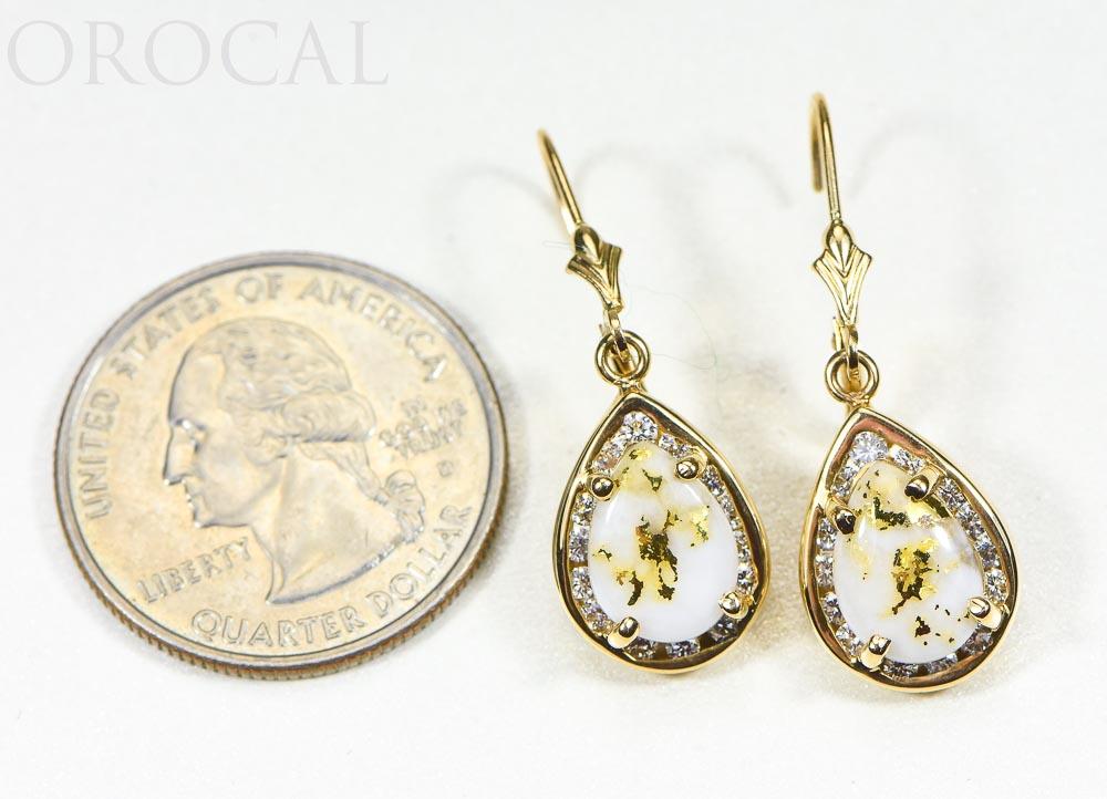 Gold Quartz Earrings "Orocal" EN630D60Q/LB Genuine Hand Crafted Jewelry - 14K Gold Casting