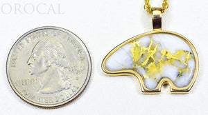 Gold Quartz Pendant Bear "Orocal" PBR1JHQX Genuine Hand Crafted Jewelry - 14K Gold Casting