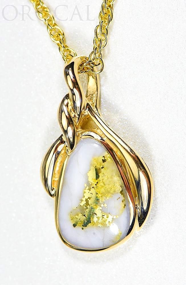 Gold Quartz Pendant "Orocal" PN826QX Genuine Hand Crafted Jewelry - 14K Gold Yellow Gold Casting