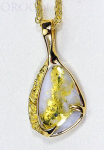 Gold Quartz Pendant "Orocal" PSC105QX Genuine Hand Crafted Jewelry - 14K Gold Yellow Gold Casting