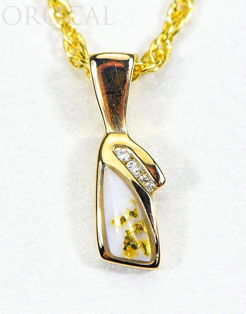 Gold Quartz Pendant "Orocal" PN1072DQ Genuine Hand Crafted Jewelry - 14K Gold Yellow Gold Casting