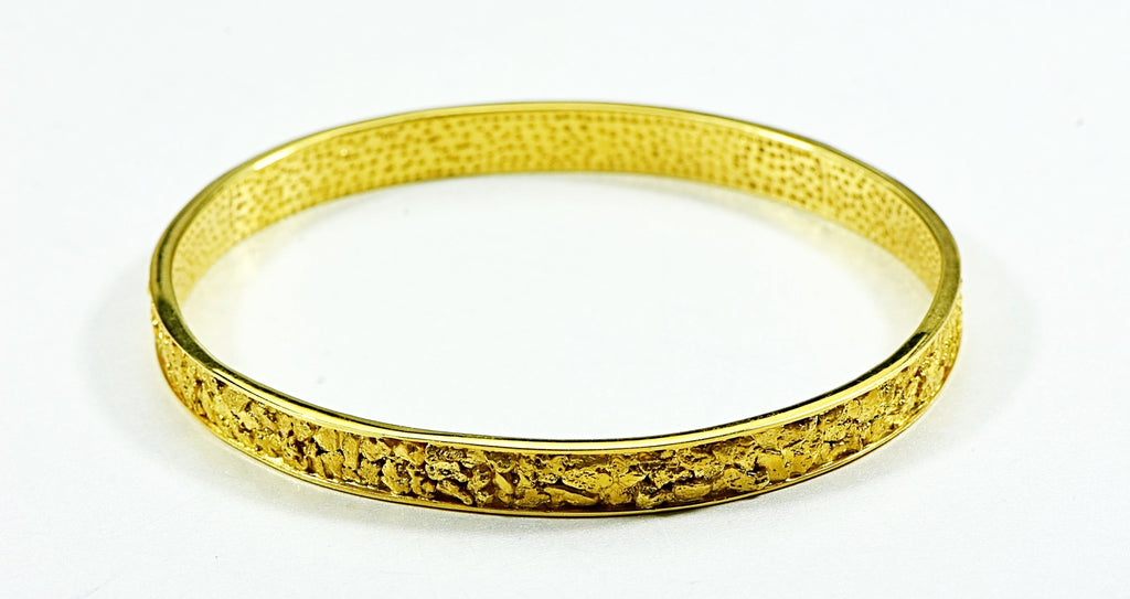 Gold Nugget  Bracelet Bangle Style BB7MM "Orocal" Hand Made - Alaskan Yukon BC  28.62 Grams - Liquidbullion