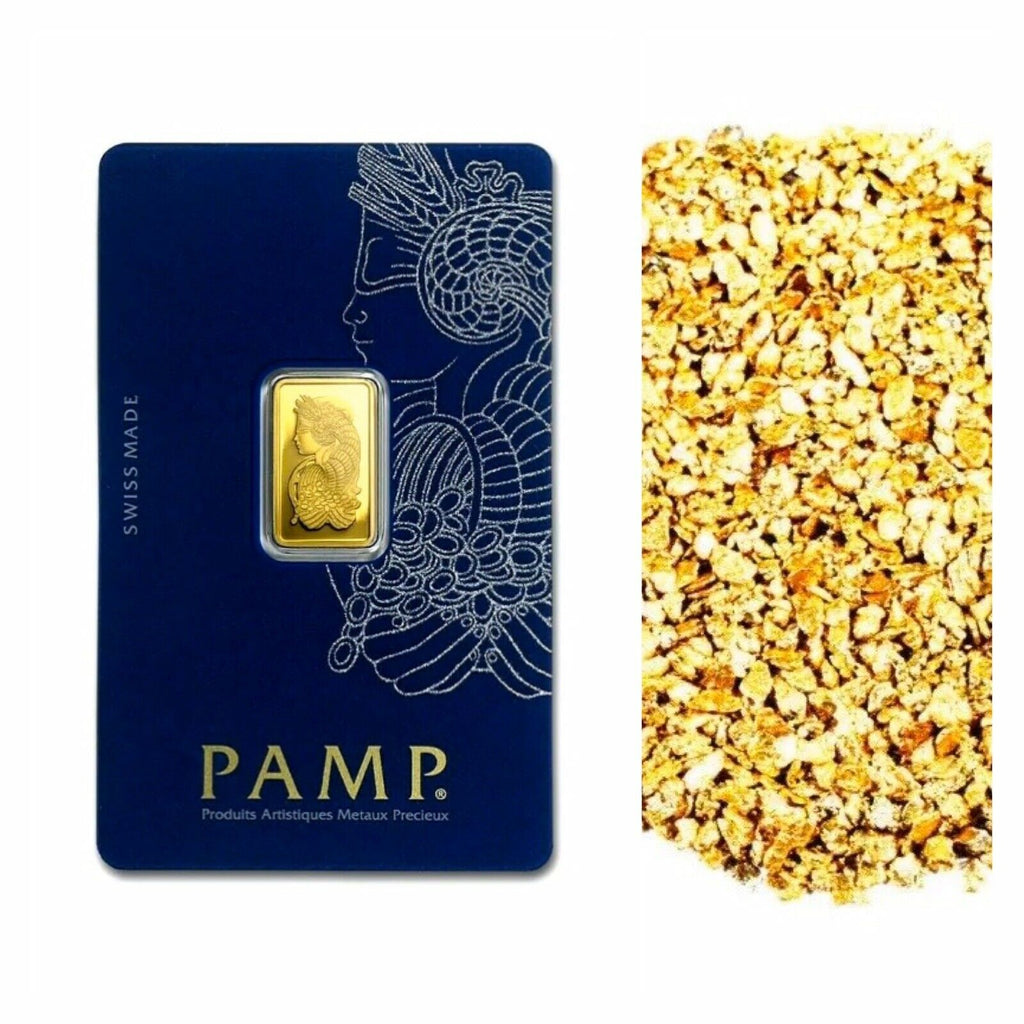 2.5 GRAM PAMP SUISSE .9999 LADY FORTUNA VERISCAN GOLD BAR + 50 PIECE ALASKAN PURE GOLD NUGGETS - Liquidbullion