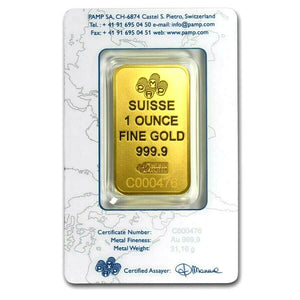 1 TROY OZ PAMP SUISSE .9999 GOLD BAR NEW DESIGN - Liquidbullion