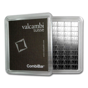 LOT 10 X 1 GRAM .999 FINE SILVER VALCAMBI COMBIBAR FROM BU SHEET OF 100