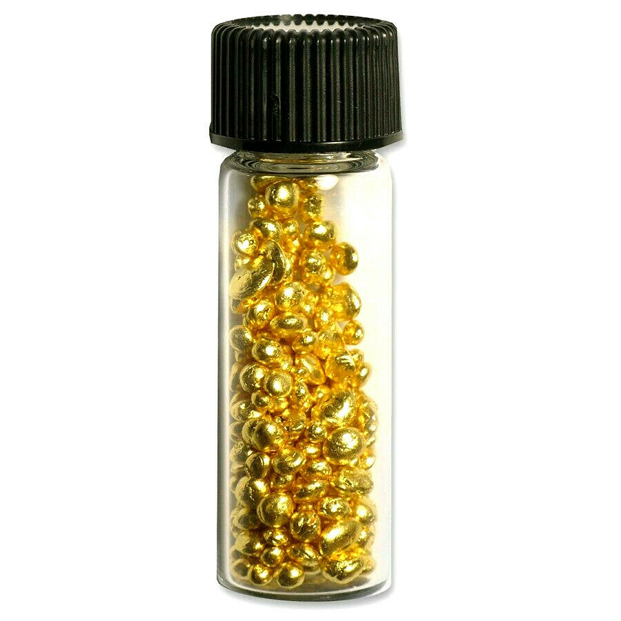 5 GRAMS REFINED PURE 24K GOLD .9999+ FINE GOLD GRAIN SHOT WITH BOTTLE (#BGS500)