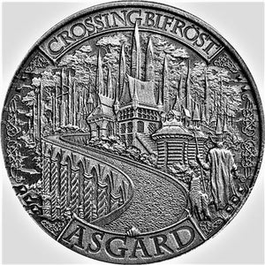 1 TROY OZ .999 FINE SILVER AZGARD MYTHICAL CITIES SERIES 2 ANTIQUE FINISH ROUND BU