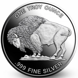 1 TROY OZ .999 FINE SILVER MASON MINT BUFFALO ROUND BU