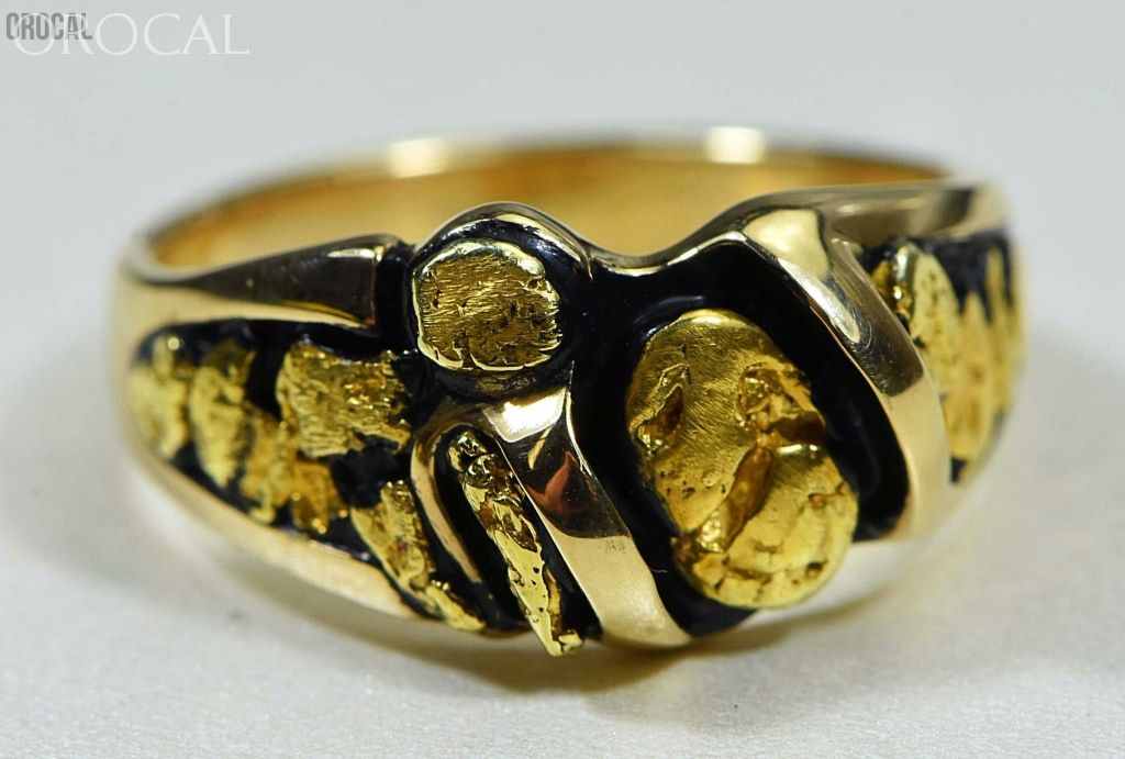 Gold Nugget Mens Ring Orocal Rm486 Genuine Hand Crafted Jewelry - 14K Casting
