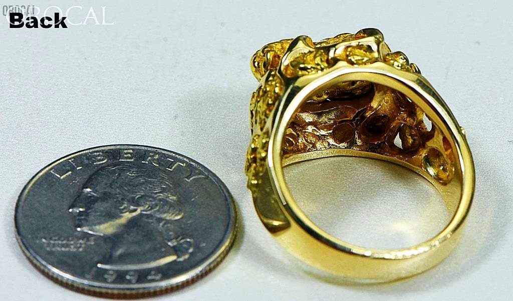Gold Nugget Mens Ring Orocal Rmen102 Genuine Hand Crafted Jewelry - 14K Casting