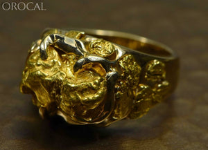 Gold Nugget Mens Ring Orocal Rmen102 Genuine Hand Crafted Jewelry - 14K Casting