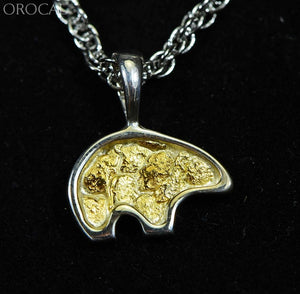 Gold Nugget Pendant Bear - Sterling Silver Pbr1Solss- Hand Made Orocal Jewelry
