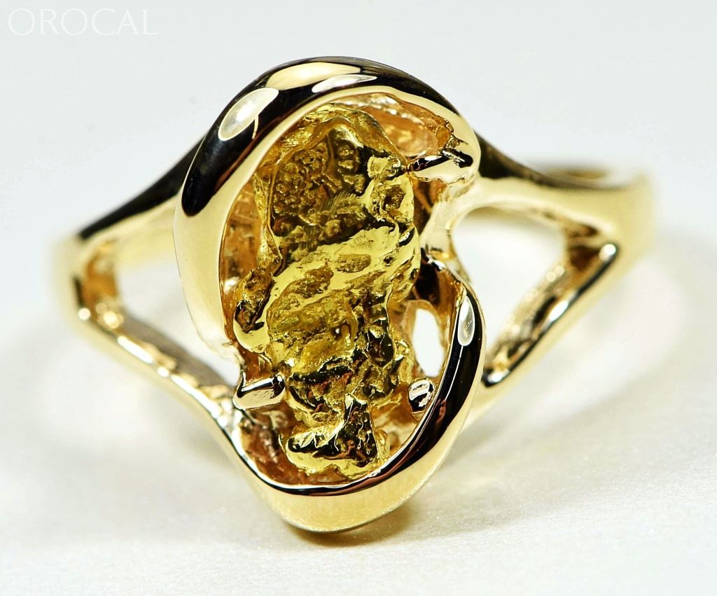 Gold Nugget Womens Ring Orocal Rl784Sn Genuine Hand Crafted Jewelry - 14K Casting