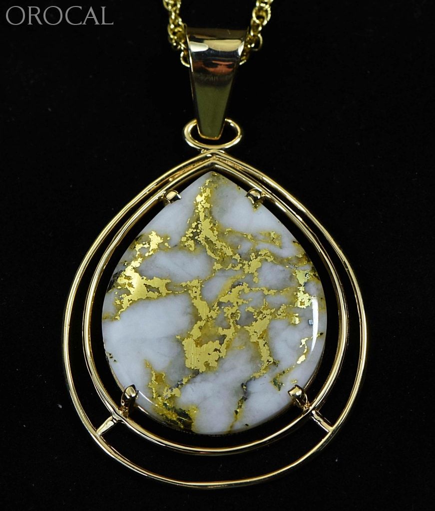 Gold Quartz Pendant Orocal Pn1076Lq Genuine Hand Crafted Jewelry - 14K Yellow Casting
