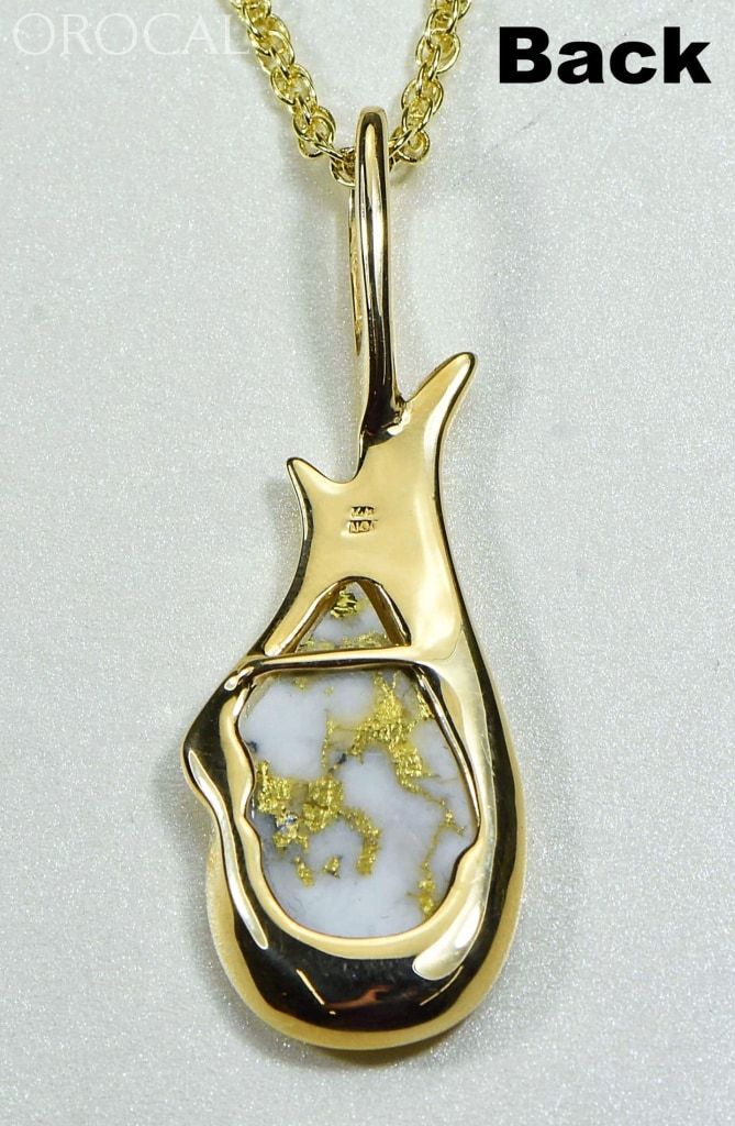 Gold Quartz Pendant Orocal Pn377D17Qx Genuine Hand Crafted Jewelry - 14K Yellow Casting