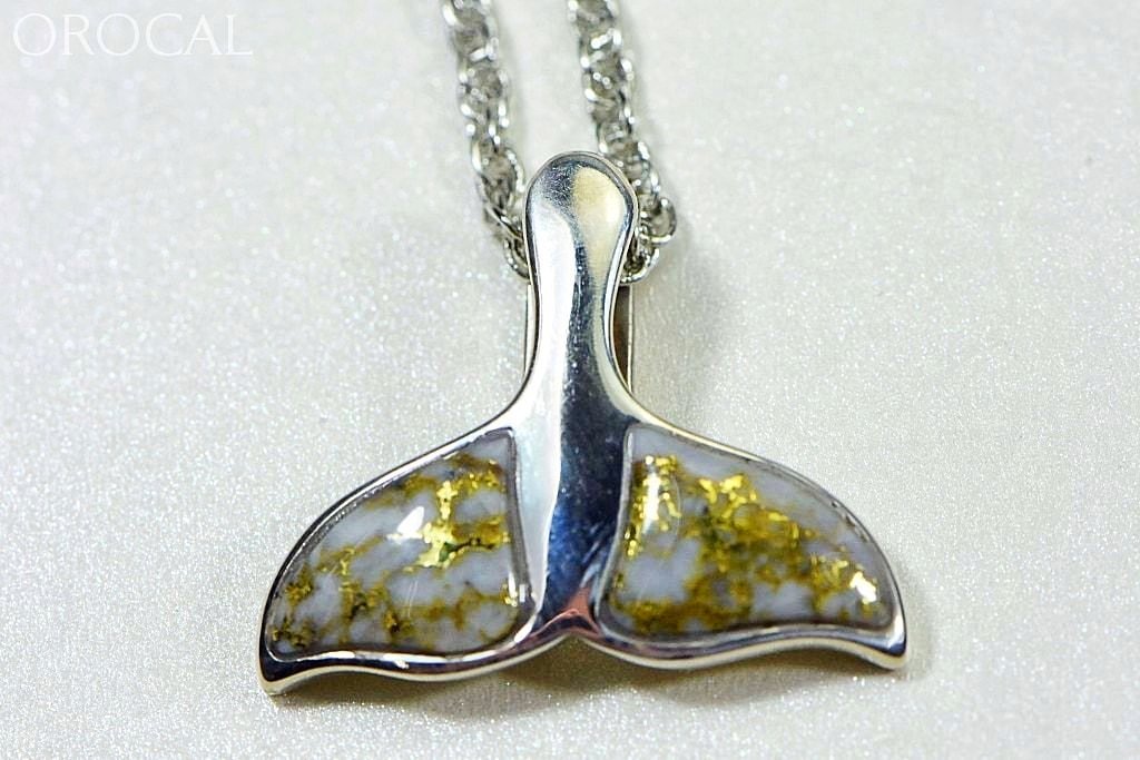 Gold Quartz Pendant Whales Tail "Orocal" PWT33HQSS   Hand Crafted set in a Sterling Silver Casting - Liquidbullion