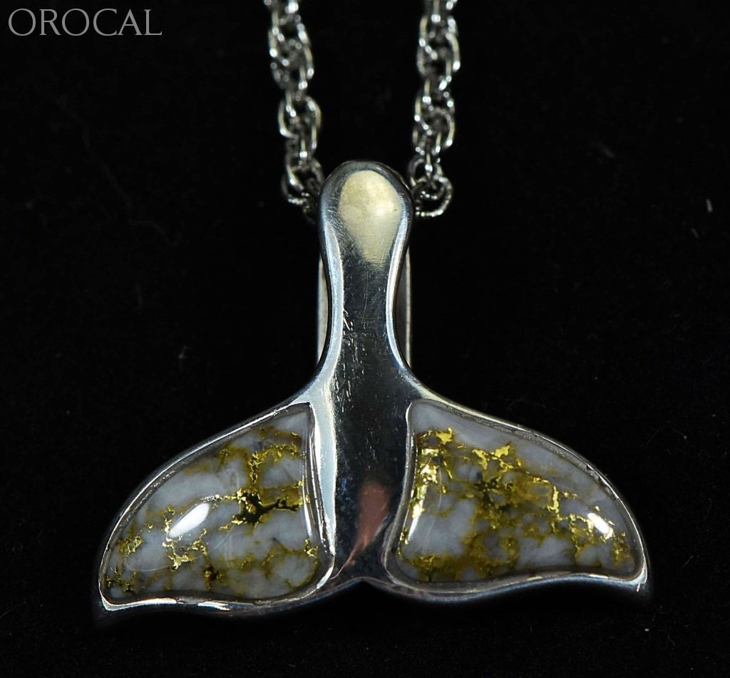 Gold Quartz Pendant Whales Tail "Orocal" PWT33HQSS   Hand Crafted set in a Sterling Silver Casting - Liquidbullion