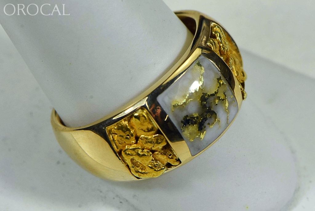 Gold Quartz Ring Mens Orocal Rm1088Nq Genuine Hand Crafted Jewelry - 14K Yellow Casting