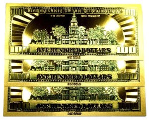 99.9% 24K gold 100 bill US banknote in protective sleeve free shipping - Liquidbullion