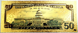 99.9% 24K gold 50 dollar bill US banknote in protective sleeve free shipping - Liquidbullion