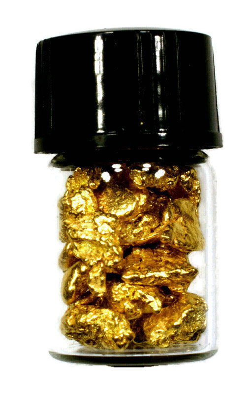 10.000 GRAMS ALASKAN YUKON BC NATURAL PURE GOLD NUGGETS #6 MESH WITH BOTTLE (#B600) - Liquidbullion