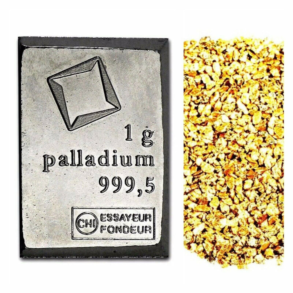1 GRAM VALCAMBI .9995 FINE PALLADIUM BAR BU + 10 PIECE ALASKAN PURE GOLD NUGGETS - Liquidbullion