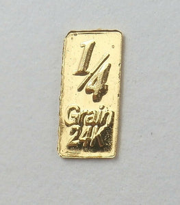 LOT 50 1/4 GRAIN .9999 FINE 24K GOLD BULLION BAR - IN COA CARD